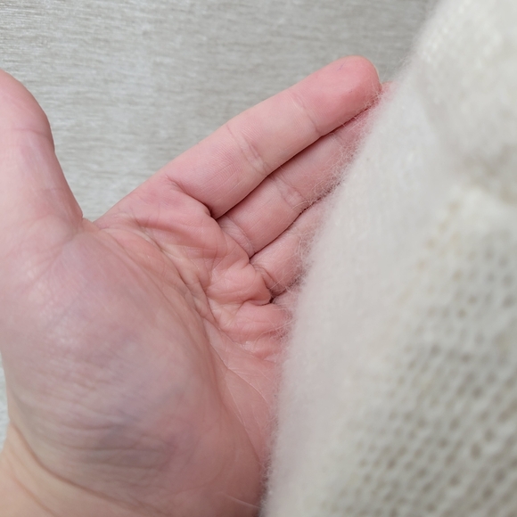 90s Vintage Silk and Angora Sweater Knit Skirt White Ivory - Picture 5 of 11